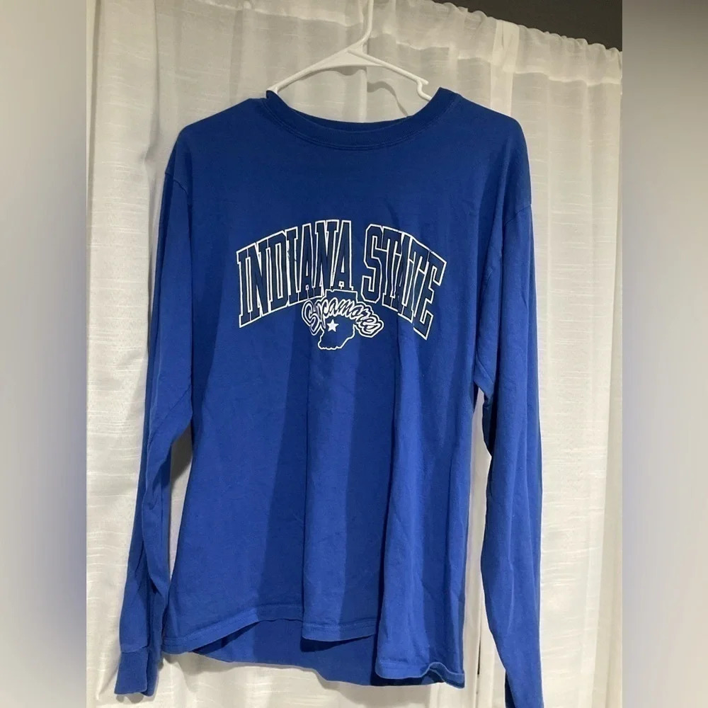 Champion Indiana State Sycamores Long Sleeve T-Shirt Mens Small Royal Blue NCAA